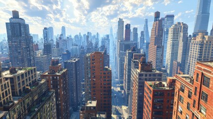 Fototapeta premium Urban Landscape with Skyscrapers and City Skyline