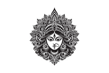 Ma Durga  silhouette vector, Durga  silhouette vector