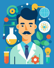 Scientist concept. Idea of education and innovation. Biology, chemistry
