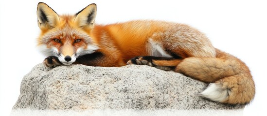 Fototapeta premium Red Fox Resting on a Rock