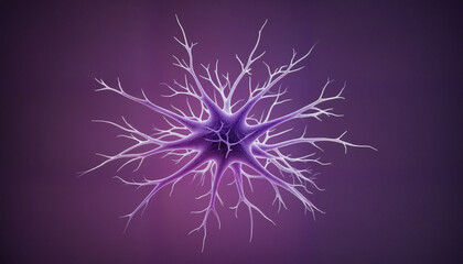 Purple neurons up close, detailed, wallpaper of biology or artificial intelligence, colorful