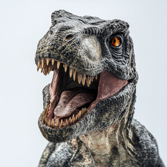 Fierce Tirannosaurus rex dinosaur with open mouth roaring. T-Rex isolated in white background.