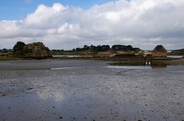Birlot tidal mill on the Brehat island in Brittany in France, Europe