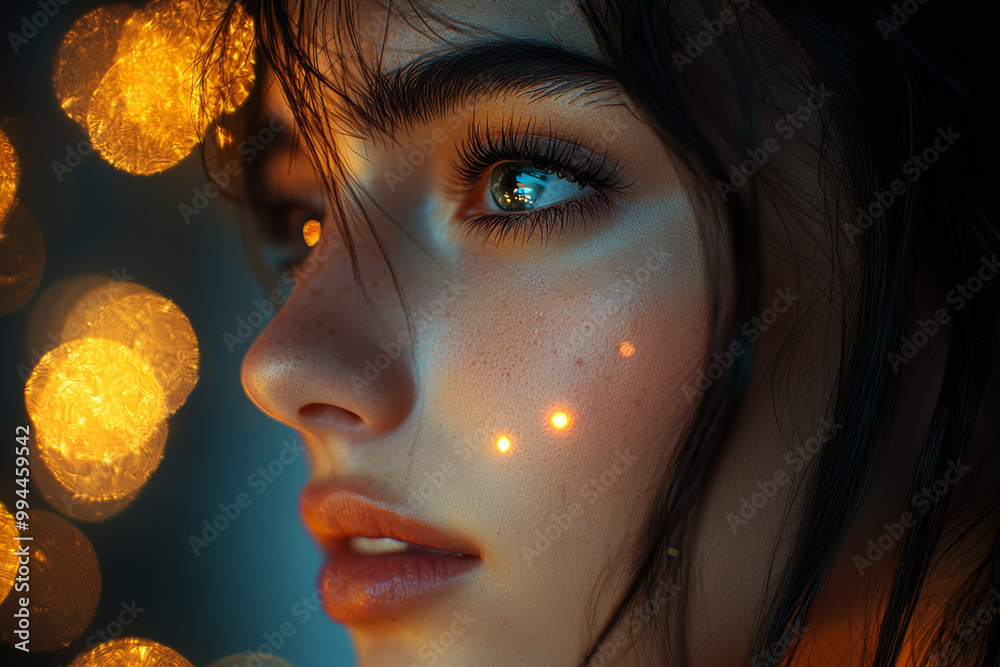 Wall mural bokeh lights in the background of a portrait, adding a dreamy, soft effect to the scene. concept of 