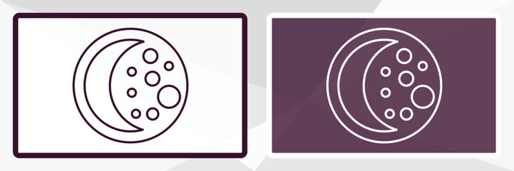 waning moon outline icon. Linear vector from weather concept. Thin line white and black waning moon icon isolated on white and dark background