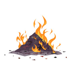 Burning heap of garbage, vector in cartoon style
