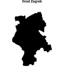 Grad Zagreb county blank outline map