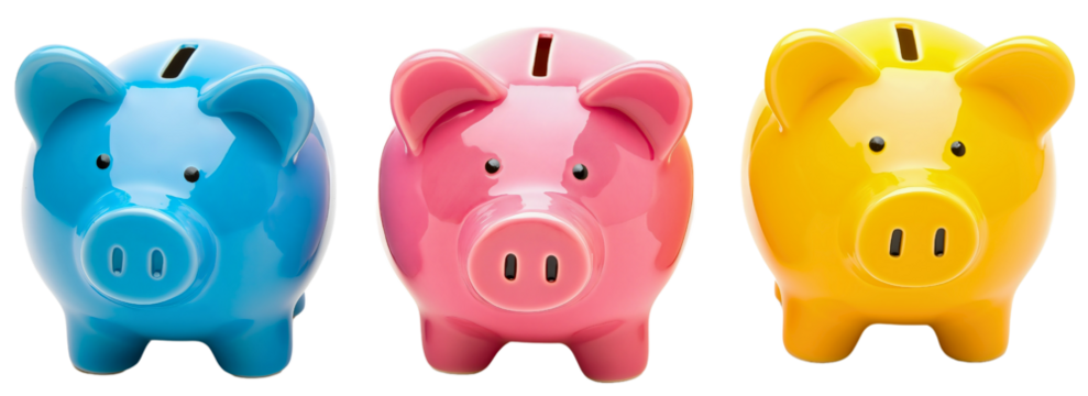 Piggy bank isolated on transparent background, symbol of savings and smart investment, secure deposit fund for future business earnings, budgeting tool representing financial wisdom