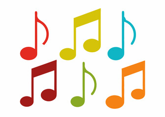 A set of colorful music notes, perfect for adding a touch of whimsy and musicality to your designs. These simple yet cheerful graphics are ideal for kids' projects, music-related themes.