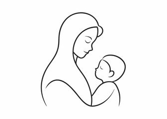 A simple yet powerful line drawing of a mother holding her baby, representing the strong bond of love and care between a parent and child.