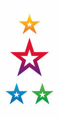 A set of four colorful stars, each with a white star in the center, perfect for adding a touch of sparkle to your designs. These stars are ideal for logos, website designs.