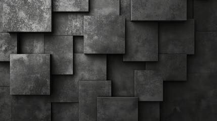 Modern textured wall design featuring black square tiles arranged in a geometric pattern