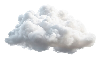 Big fluffy white cloud floating in the sky, isolated on transparent cutout background