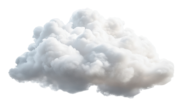 Big fluffy white cloud floating in the sky, isolated on transparent cutout background