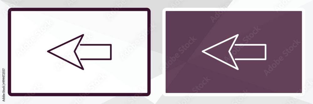 Poster back arrow outline icon. linear vector from user interface concept. thin line white and black back a