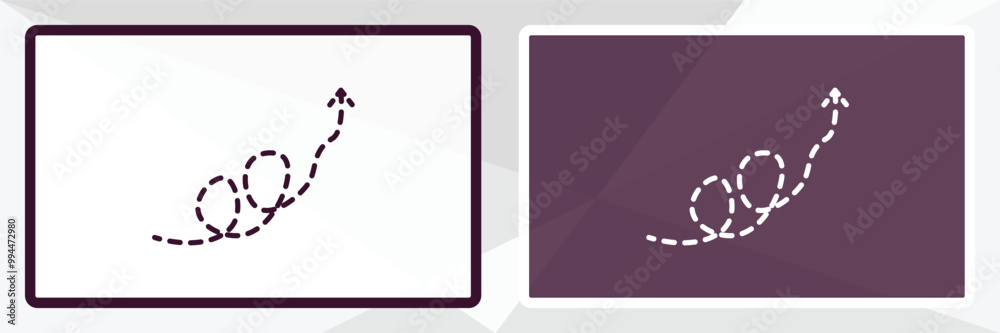 Poster curly dotted arrow outline icon. linear vector from user interface concept. thin line white and blac