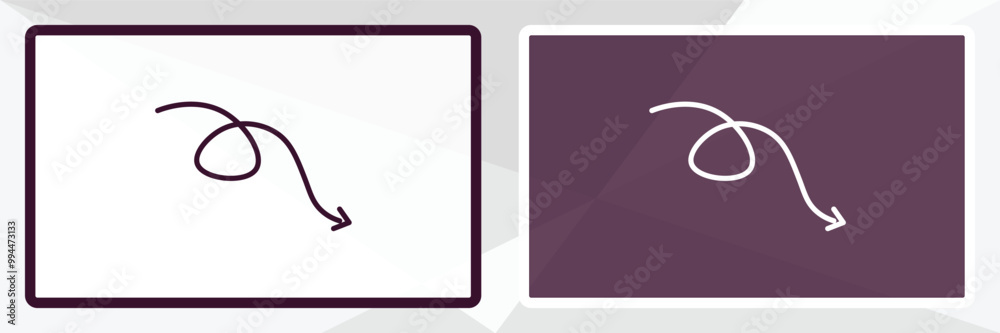 Poster swirly arrow outline icon. linear vector from user interface concept. thin line white and black swir