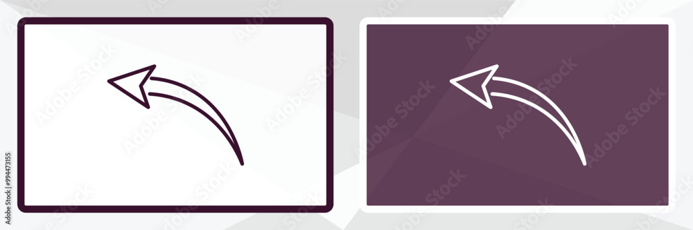 Poster back drawn arrow outline icon. linear vector from user interface concept. thin line white and black 