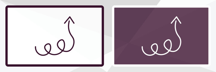 up arrow with scribble outline icon. Linear vector from user interface concept. Thin line white and black up arrow with scribble icon isolated on white and dark background