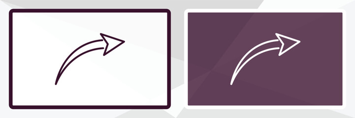 curved right arrow outline icon. Linear vector from user interface concept. Thin line white and black curved right arrow icon isolated on white and dark background