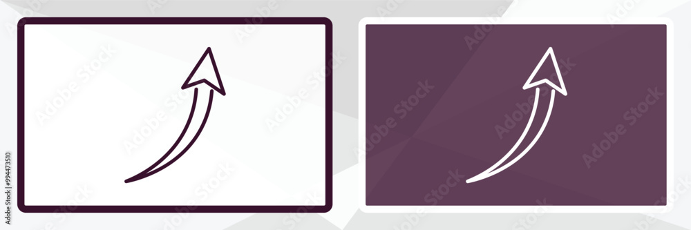 Poster curved up arrow outline icon. linear vector from user interface concept. thin line white and black c