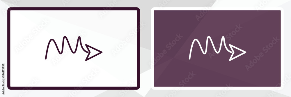 Poster scribble right arrow outline icon. linear vector from user interface concept. thin line white and bl