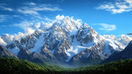 Obraz premium Majestic Snow-Capped Mountain Under Blue Sky