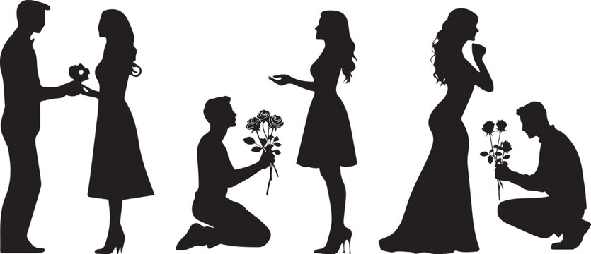 Man Proposing to his wife isolated on white background, man on knees proposing his girl friend