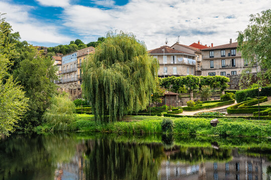 Arnoia River as it passes through the city of Allariz, Galicia, Spain.