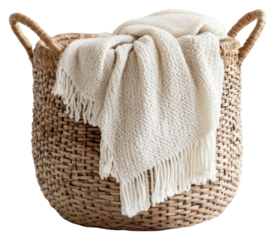 Woven rattan basket handicraft clothing apparel.
