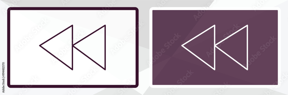 Poster rewind symbol outline icon. linear vector from user interface concept. thin line white and black rew