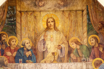 Fresco of Last supper of Jesus-Christ. .