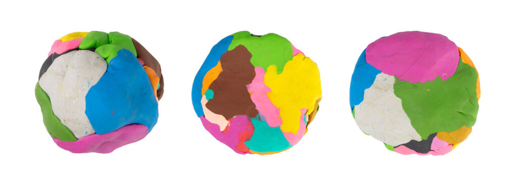 Plasticine Elements Isolated, Modeling Material Clay Pieces, Creativity Clay Dough, Plasticine on White