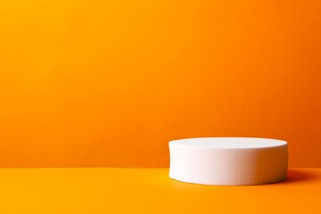 White podium on color background 