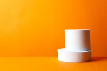 White podium on color background 