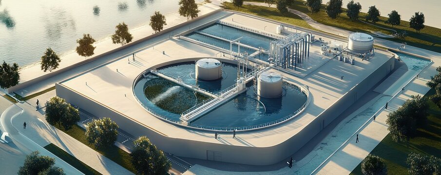 Blueprint of a large-scale desalinization and water treatment facility, designed to support drought-prone areas