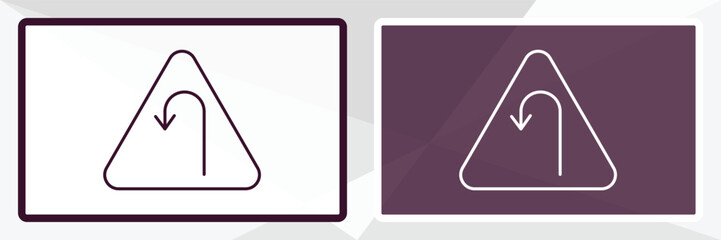 left hair pin sign outline icon. Linear vector from traffic signs concept. Thin line white and black left hair pin sign icon isolated on white and dark background