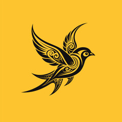 Obraz premium Vector stencil of an elegant bird pattern