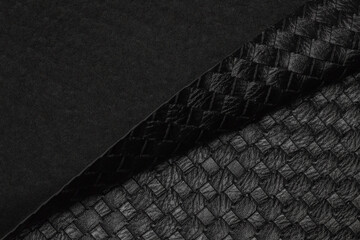 black wicker crocodile artificial leather with waves and folds on PVC base