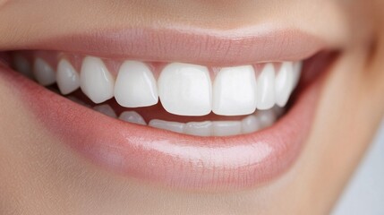 Bright and healthy smile showcasing perfect teeth in a close-up view with clear skin