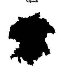 Viljandi county blank outline map