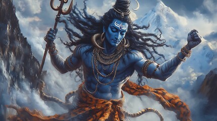 Powerful Illustration of Shiva, the Destroyer God of Hinduism