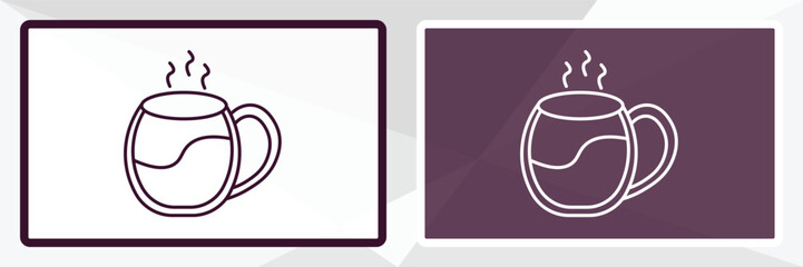 cup of hot coffee outline icon. Linear vector from tools concept. Thin line white and black cup of hot coffee icon isolated on white and dark background