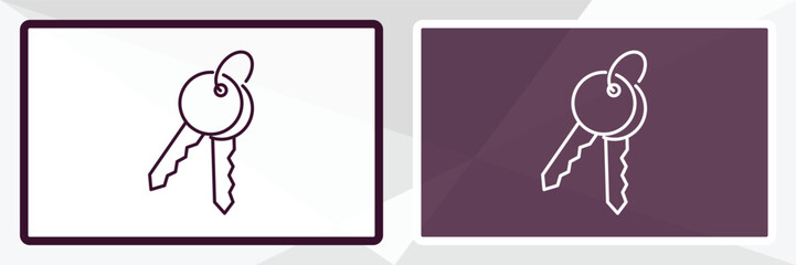 key ring with two keys outline icon. Linear vector from tools concept. Thin line white and black key ring with two keys icon isolated on white and dark background