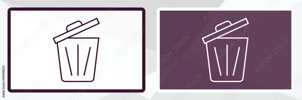 Poster trash can open outline icon. linear vector from tools concept. thin line white and black trash can o