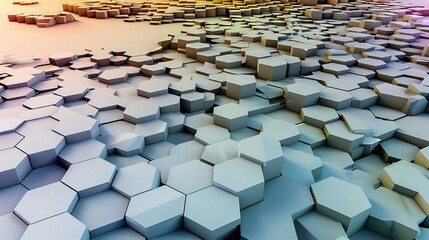 Fototapeta premium Abstract geometric design featuring Voronoi patterns hexagonal grids with a 3D effect and a gradient color scheme for a modern background