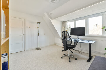 Bright Home Office with Modern Furniture and Window