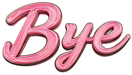 Bye word text isolated, typography letter script, handwritten font farewell greeting, message graphic phrase, good outline doodle, friendly goodbye banner, quote calligraphy