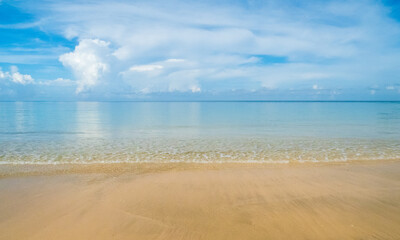 Beautiful horizon Landscape summer panorama front view point tropical sea beach white sand clean...