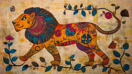 Classical Madhubani Painting Art, Abstract Image, Texture, Pattern Background, Wallpaper, Cover and Screen for Smartphone, PC, Laptop, 9:16 and 16:9 Aspect Ratio